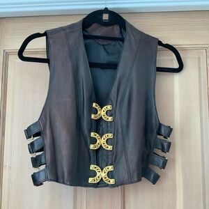 Manigance Paris brown leather vest